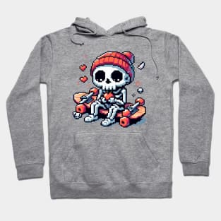 Skeleton Skateboard Pixel Hoodie